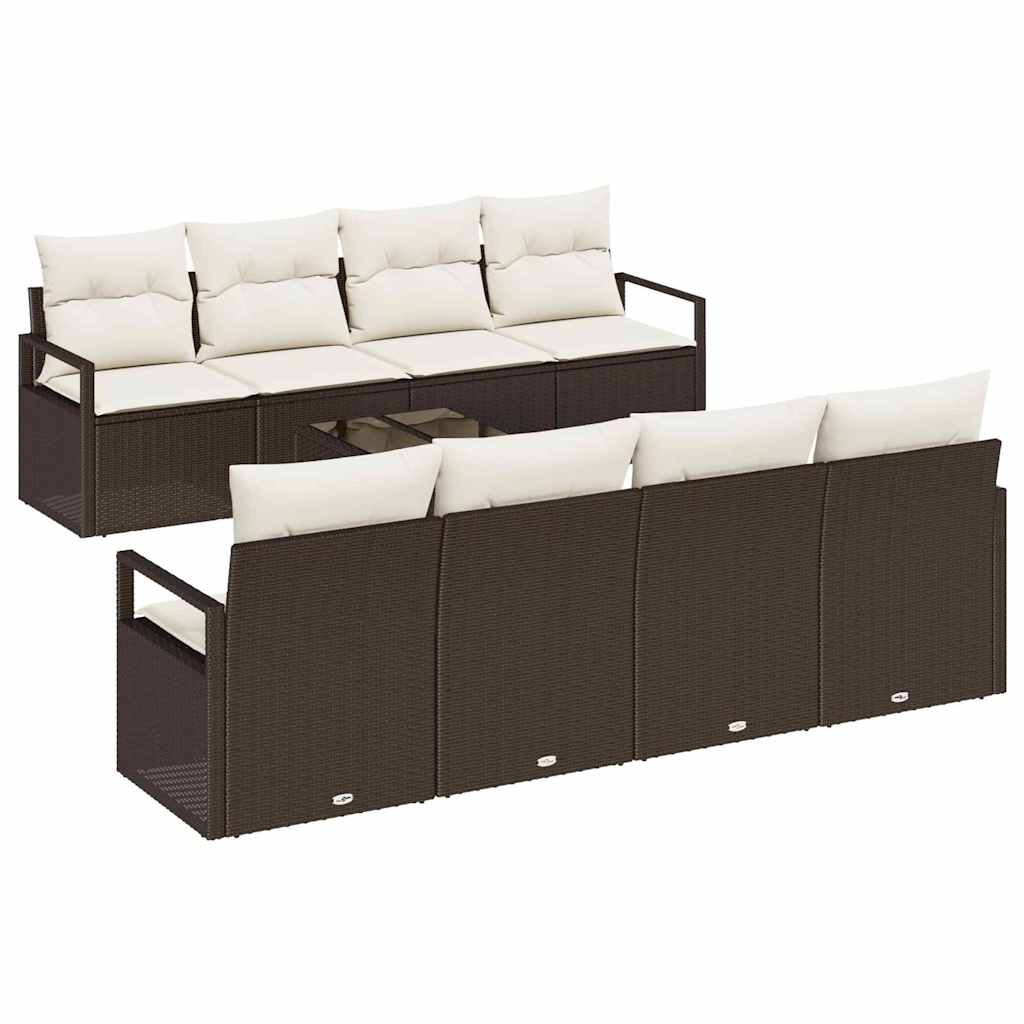 Garten-Sofa-Set 9 pcs Braun und Creme 55 x 55 x 37 cm